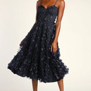 Blue Butterfly 3D Spaghetti Strap Dress